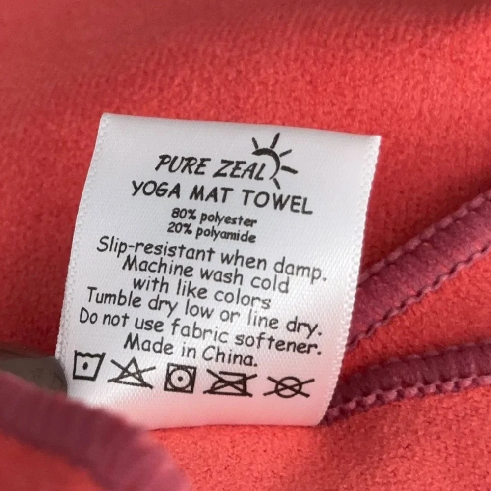 Pure Zeal Yoga Mat Towel & Hand Towel Set Coral Exercise Quick Dry‎ Eco Friendly